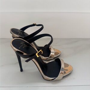 Giuseppe Zanotti Black and Gold Heels